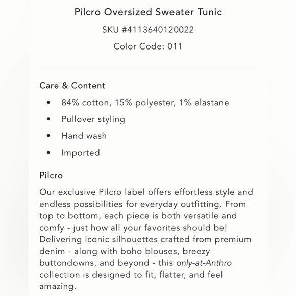 Pilcro by Anthropologie oversized sweater tunic in ivory - Picture 14 of 15